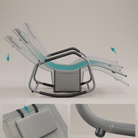 SONGMICS Sezlong balansoar gradina, cu tetiera reglabila si buzunar lateral, cadru otel, maxim 150 kg, 151x56x97 cm, gri