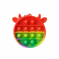 Jucarie Antistres din Silicon, Flippy, Pop It Now And Flip It, Portofel, 6 cm, Vacuta Multicolor