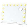 SONGMICS Oglinda machiaj cu iluminare LED, 3 culori lumina, suport telefon, porturi USB, zoom 10x, 58x43 cm, alb
