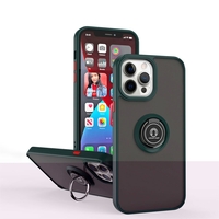 Husa Anti Fall Metal Bracket pentru Apple iPhone 13 Pro, Rezistenta la socuri, Margini colorate, Cu inel de prindere magnetic, Vafy, Verde