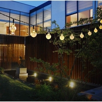 Instalatie Craciun, Tip Globuri de cristal, 200 Led-uri, 22 metri, Alb cald, Energie solara, Senzor de lumina, Vafy