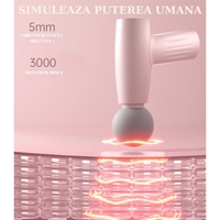 Mini Aparat de Masaj, Vafy, Tip Pistol, Incarcare USB Tip C, Portabil, Pentru Relaxare Musculara, Autonomie 120 Min, 3 Trepte de Viteza, Roz