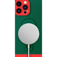 Husa Armor Design, Vafy, pentru Apple iPhone 12, cu Stand, Suport Auto Magnetic, Wireless Charge, Verde/Rosu