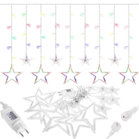Ghirlanda luminoasa tip perdea cu stelute 138 LED-uri, 2m, pentru interior/exterior, iluminare multicolor