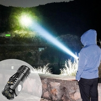Lanterna cu 3 Nuclee Led, Vafy, Incarcare USB, Autonomie 4-20h, Raza Maxima 100-200 m, 5W, 4 x 4 x 9 cm, Suport de Agatat, Fund Magnetic, Negru