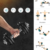 SONGMICS Set gantere reglabile 30 kg din fonta, 12 discuri, cu bara extensibila