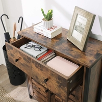 VASAGLE Comoda depozitare cu 2 sertare si polite, usi tip jaluzea, stil industrial, 30x70x80 cm, maro rustic