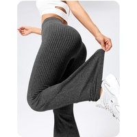 Pantaloni Sport de Dama, Flippy, pentru Yoga, Talie Inalta, Evazati, Tricotati, Negru, Marime XL