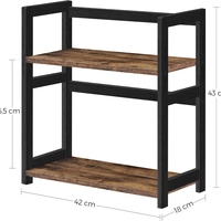 SONGMICS Raft de depozitare pe 2 niveluri, MDF, organizator de birou sau bucatarie, 42x18x43 cm, maro rustic