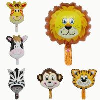 Balon din Folie Metalizata, Flippy, Mini Figurine Animalute, Model Tigru, Tematica Aniversare, 38x31 cm, Ambalaj Individual, Pai Inclus, Umflare cu Aer sau Heliu, Multicolor