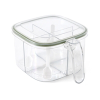 Cutie Depozitare Alimente, Vafy, din Plastic/Silicon, 20 x 10 x 10 cm, 5 Compartimente, Alb/Verde