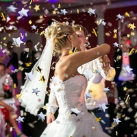 Tub de Confetti, Flippy, Bonne Annee, 60x5 cm, Confetii Stelute din Aluminiu, Auriu/Argintiu