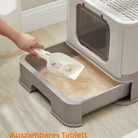 FEANDREA Litiera pentru pisici cu capac, tava extensibila, pentru pisici de pana la 15 kg, 54x43x38cm, gri