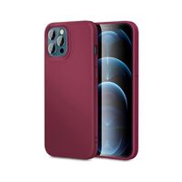 Husa pentru Apple iPhone 14 Vafy, Liquid Silicone, cu Microfibra pe interior, Protectie Antisoc, Wine red, Claret