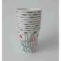 Set 10 Pahare, Flippy, Imprimeu La Multi Ani, din Carton, 250 ml, 7 x 8.5 x 5 cm, Multicolor