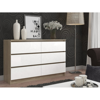 Comoda cu 6 sertare, PAL laminat, 120x40x77 cm, stejar sonoma si alb mat