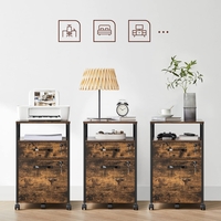 VASAGLE Dulap mobil 42x44x69 cm, cu 2 sertare si roti cu frana, compartiment deschis si suport dosare, PAL si otel, maro rustic si negru
