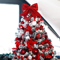 Set 6 ornamente pentru bradul de Craciun, fundita, 8cm, rosu cu sclipici