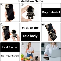 Husa de Protectie TPU 2in1, Vafy, pentru Apple iPhone 15 Pro, Astronaut cu Suport, Antisoc, Rezistenta la Impact, Protectie Camera, Negru