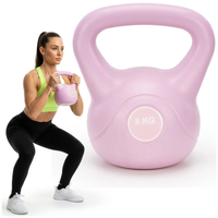 Kettlebell 8 kg, bitum cu invelis rezistent ABS, 23x24 cm, roz