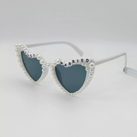 Ochelari Decorativi, Flippy, Model Just Married, cu Perle, pentru Nunta, din PC, 15.3 x 5.7 x 14.5 cm, Alb