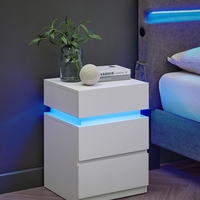VASAGLE Noptiera din MDF cu iluminare LED, culori si intensitate reglabile, 35x40x55cm, alb