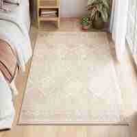 SONGMICS Covor decorativ antiderapant, stil boho, lavabil la masina, 80×150 cm, bej cappuccino