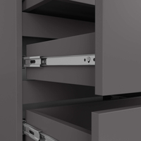 Noptiera cu 3 sertare, PAL laminat 16 mm, 60x35x57 cm, gri mat
