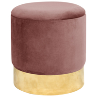 Taburet tapitat rotund Golden cu spatiu de depozitare, velur, 39x39x40 cm, roz pudrat