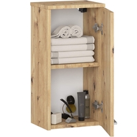 Dulap baie suspendat, cu usa si raft interior, PAL 16 mm, 30×22,5×60 cm, stejar artisan