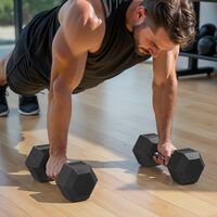 SONGMICS Set gantere hexagonale 2x10 kg, antrenament fitness si forta, 31x11 cm, negru