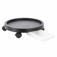 Suport ghiveci cu roti si tava colectare apa, suport mobil pentru plante, din plastic, 40 cm, negru