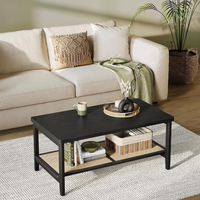 VASAGLE Masuta de cafea, din MDF, cu spatiu de depozitare pe 2 nivele, 55x100x45 cm, negru