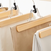 SONGMICS Set de 12 umerase din lemn pentru pantaloni, carlig antiderapant rotativ, 25cm, natural