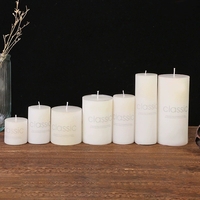 Lumanare Decorativa, Flippy, din Parafina, Cilindrica, Fara Fum si Fara Parfum, 7 x 7 cm, 260 g, Ardere 36h, Ivory Alb
