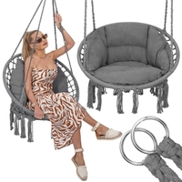 Scaun rotund Sersimo tip leagan suspendat cu perna Confort Plus casa sau gradina, gri inchis