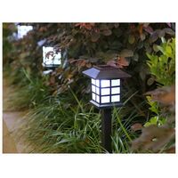 Lampa solara pentru gradina, Flippy, Set 2 Bucati, Tip Felinar la Pamant, LED Lumina Alb Rece, 38 x 8.6 x 8.6 cm, Negru
