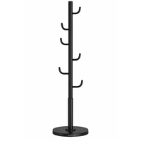SONGMICS Cuier de podea, cu 8 carlige rezistente, pentru haine, palarii si genti, 175 cm, negru
