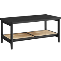 VASAGLE Masuta de cafea, din MDF, cu spatiu de depozitare pe 2 nivele, 55x100x45 cm, negru