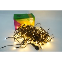 Instalatie de Craciun Vafy® Tip Franjuri cu Flash, Sectiune 5 m, 143 LED-uri, Interconectabila, Fir Negru, Alb Cald