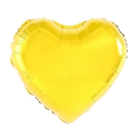 Balon din Folie Metalizata, Flippy, Figurina Inimioara, Model Simplu, Tematica Iubire, 40 cm, Ambalaj Individual, Pai Inclus, Umflare cu Aer sau Heliu, Auriu