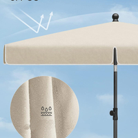 SONGMICS Umbrela terasa gradina sau plaja, cu inclinare 2 directii, protectie UV UPF 50+, husa inclusa, 200x125cm, bej