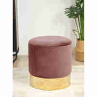 Taburet tapitat rotund Golden cu spatiu de depozitare, velur, 39x39x40 cm, roz pudrat