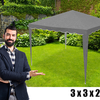 Cort pavilion de gradina pliabil automat pop-up, impermeabil, cu protectie UV, 300x300cm, gri