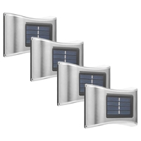 Aplica solara LED pentru Gradina, Flippy, Set 4 Bucati, ABS/Policarbonat, IP65, 6 LED-uri, pentru perete, trepte, borduri, terasa, 1.2V, 600 mah, 10 x 6.5 cm, 2 moduri de prindere, Lumina multicolora, Gri