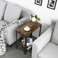 VASAGLE Masa de cafea laterala, cu 2 nivele, cadru din otel, 60x30x60cm, maro rustic