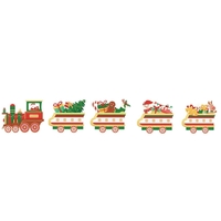 Decoratiune de Craciun, Flippy, pentru Gradina, Tip Trenulet, 5 Figurine + Bete de Infipt in Pamant, din Plastic, Impermeabil, Model Tren cu Cadouri, Multicolor
