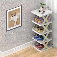 Organizator de Pantofi, Flippy, 5 Straturi, din ABS, Suport Modular, 65.5 x 24 x 26 cm, Verde
