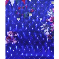 Instalatie Craciun, Tip Plasa, IP 44, 16 x 1 m, 640 LED-uri, Albastru, 8 jocuri de lumini, Transformator cu telecomanda, Interconectabila, Prelungitor 3 m inclus, Fir transparent, Vafy