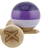 Kendama X Originala, Profesionala, Flippy, Big Cups V2, Super Sticky Legendary Cupe Mari, Rulment Metalic cu Ata 55 cm, Purpuriu/Mov/Lila